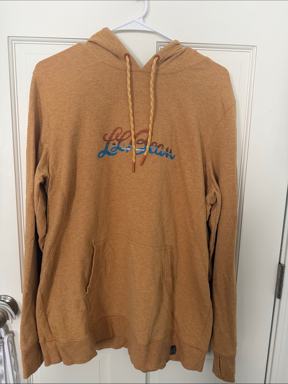 L.L. Bean Caramel Brown Pullover Hoodie with Script Logo